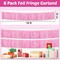 6-Pack Macaron Pink Wave Foil Fringe Garland - 60 Feet Total Metallic Tinsel Streamers - Unique Wavy Edge Backdrop Banner for Parade Floats, Mother's Day, Easter, and Pastel Birthday Party Decor